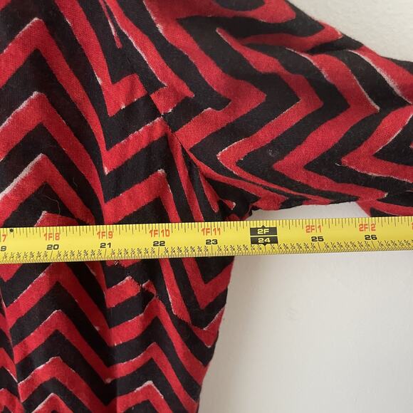 Lauren Ralph Lauren Plus Size 2X Red Black Chevron Boho Peasant Blouse Top - Picture 4 of 8